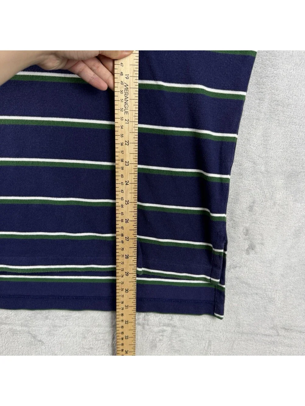 Polo Ralph Lauren Men’s L Navy Green Stripe Polo Shirt Cotton Pony Casual Preppy